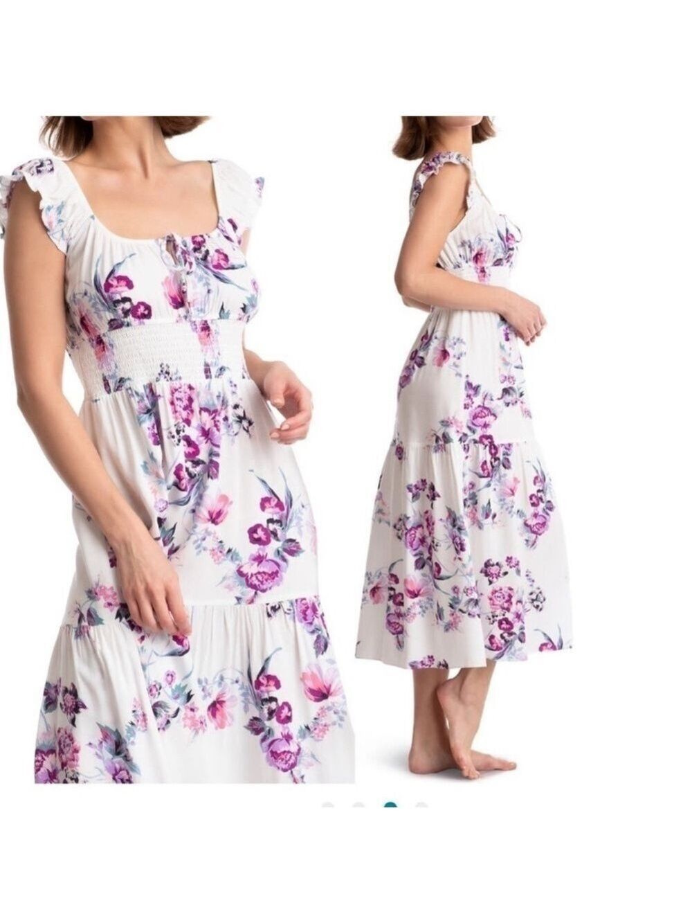 Ruched Floral Nightgown - Picture 2 of 2